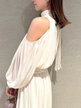 Cold Shoulder High Neck Maxi Dress