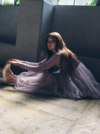 【Chacott】Velour × Tulle Dress