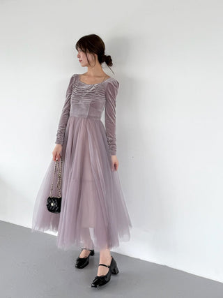 【Chacott】Velour × Tulle Dress