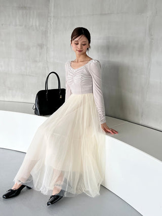 【Chacott】Velour × Tulle Dress