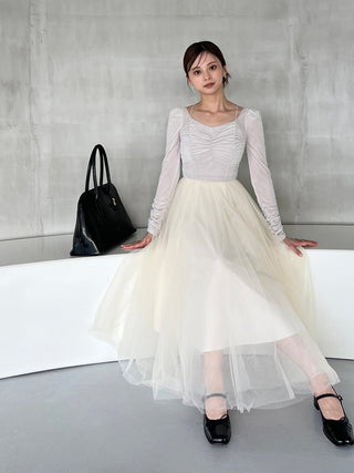 【Chacott】Velour × Tulle Dress