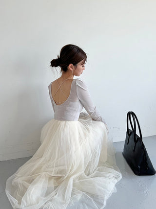 【Chacott】Velour × Tulle Dress