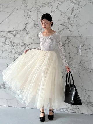 【Chacott】Velour × Tulle Dress