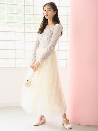 【Chacott】Velour × Tulle Dress