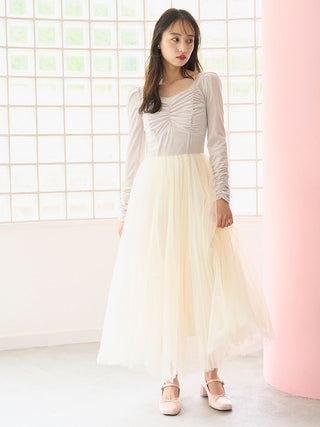 【Chacott】Velour × Tulle Dress