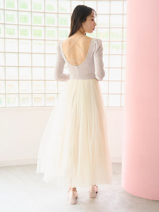 【Chacott】Velour × Tulle Dress