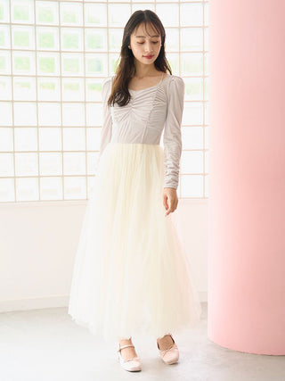 【Chacott】Velour × Tulle Dress