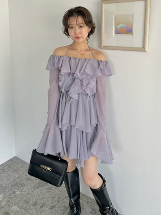 Chiffon Frill Mini Combo Dress