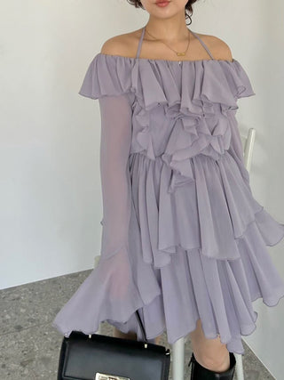 Chiffon Frill Mini Combo Dress