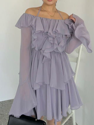 Chiffon Frill Mini Combo Dress