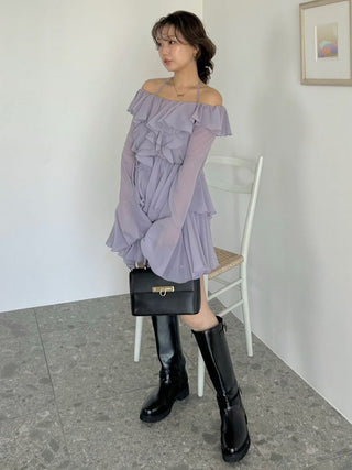 Chiffon Frill Mini Combo Dress