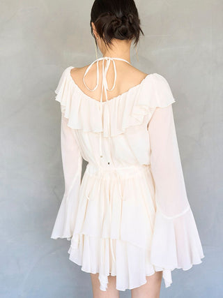 Chiffon Frill Mini Combo Dress