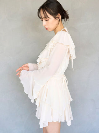 Chiffon Frill Mini Combo Dress