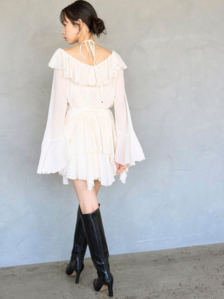 Chiffon Frill Mini Combo Dress