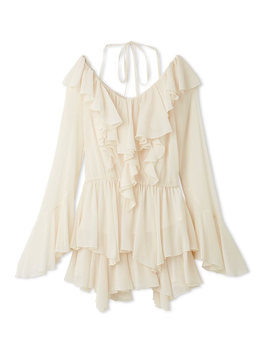Chiffon Frill Mini Combo Dress 0(SMALL) / IVORY