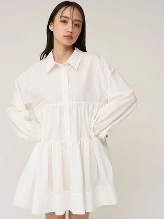 Tiered Mini Shirt Dress