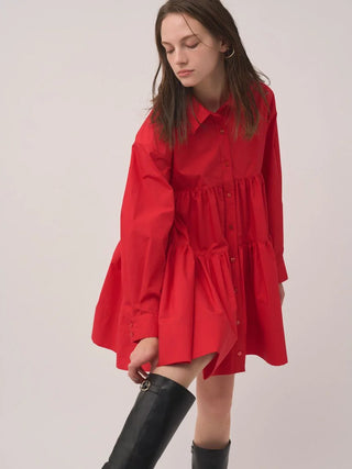 Tiered Mini Shirt Dress