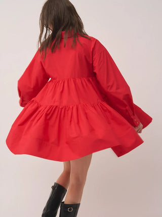 Tiered Mini Shirt Dress
