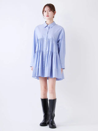 Tiered Mini Shirt Dress