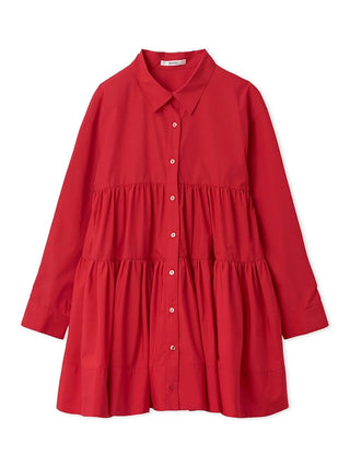 red oversized shirt dress TUXEDO red - cotton oversized shirt dress