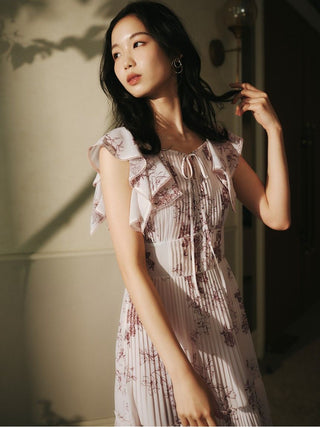 Pleated Print Dress