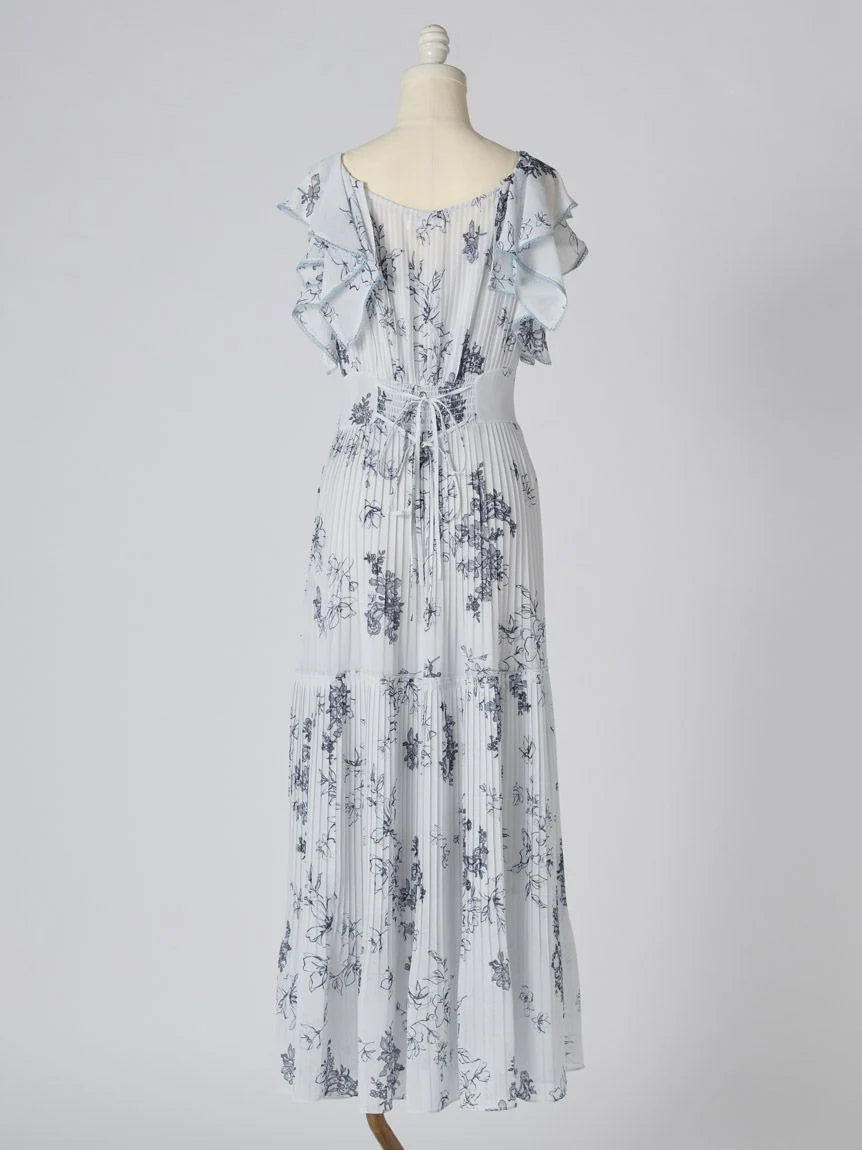 Pleated Print Dress – SNIDEL