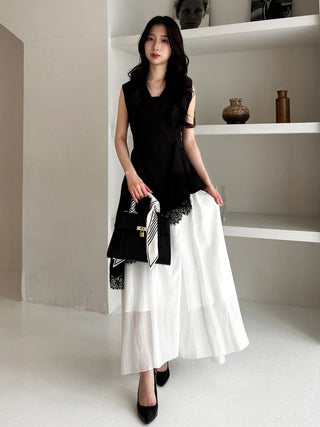 Asymmetric Lace Panel Dress