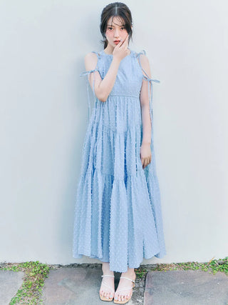 Dobby Dot Tiered Dress