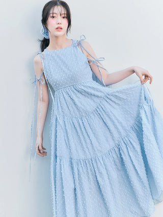Dobby Dot Tiered Dress