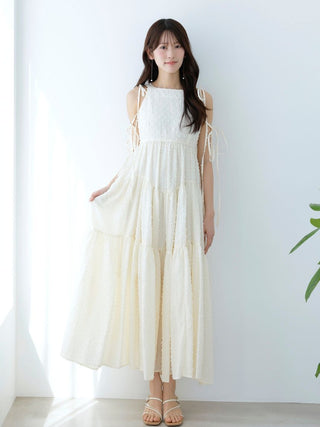 Dobby Dot Tiered Dress