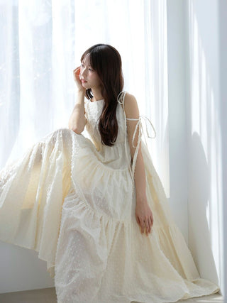 Dobby Dot Tiered Dress