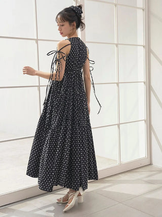 Dobby Dot Tiered Dress