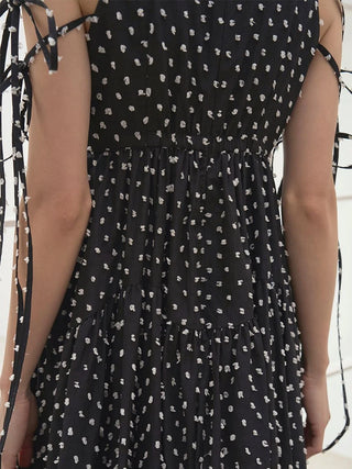 Dobby Dot Tiered Dress