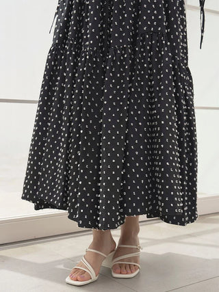 Dobby Dot Tiered Dress