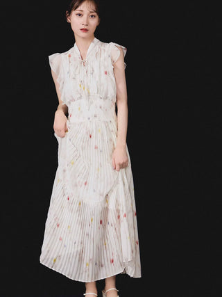 Sustainable Ribbed Waist Pleated Dress