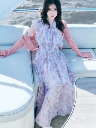 Sustainable Ribbed Waist Pleated Dress