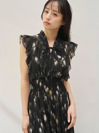 Sustainable Ribbed Waist Pleated Dress