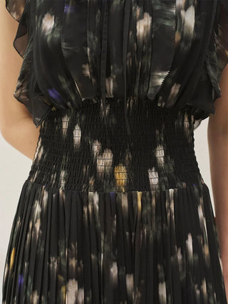 Sustainable Ribbed Waist Pleated Dress