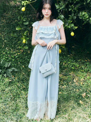 Silky Chiffon Lace Slip Dress