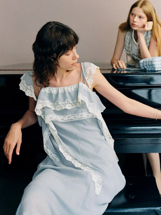 Silky Chiffon Lace Slip Dress