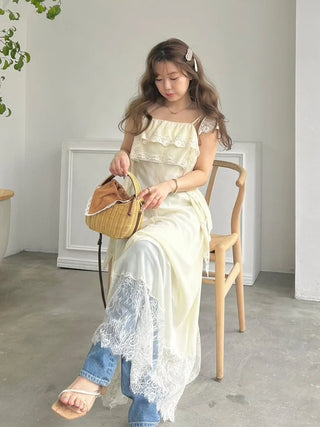 Silky Chiffon Lace Slip Dress