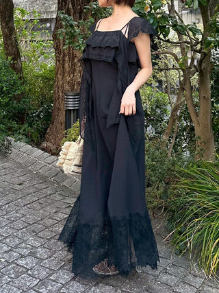 Silky Chiffon Lace Slip Dress