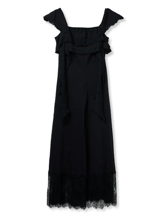 Silky Chiffon Lace Slip Dress 1(MEDIUM) / Black