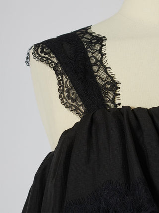 Lace-Trimmed Tiered Mini Dress