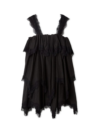 Lace-Trimmed Tiered Mini Dress