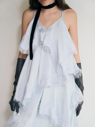 Lace-Trimmed Tiered Maxi Dress