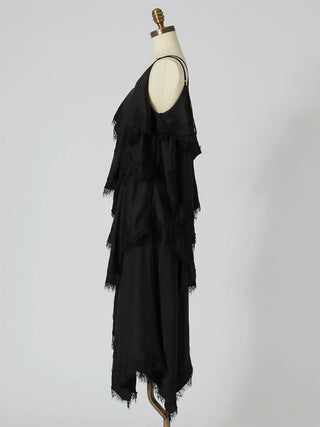 Lace-Trimmed Tiered Maxi Dress