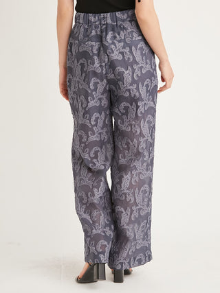 Jacquard High Waist Tuck Pants in GRAY, Knit Flared Pants Premium Fashionable Women's Pants at SNIDEL USA