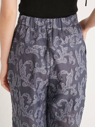 Jacquard High Waist Tuck Pants in GRAY, Knit Flared Pants Premium Fashionable Women's Pants at SNIDEL USA