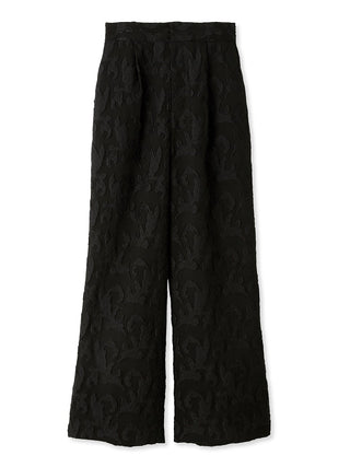 Jacquard High Waist Tuck Pants in Black, Knit Flared Pants Premium Fashionable Women's Pants at SNIDEL USA